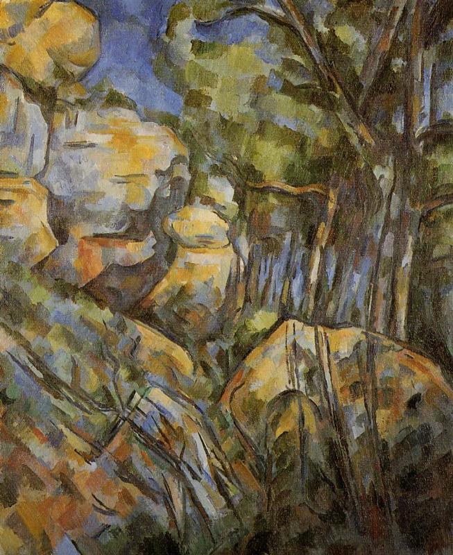Rocks near the Caves above the Chateau Noir - Paul Cezanne Painting
